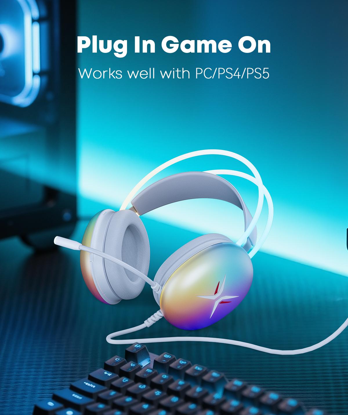 [New Upgrade] TAGRY TRONICX G5 Wired Gaming Headset with 50mm Driver, ENC Microphone, USB Headset with 7.1 Surround Sound, Control Box for PS5/Switch in Dock Mode (Not Compatible with Xbox or Controller)