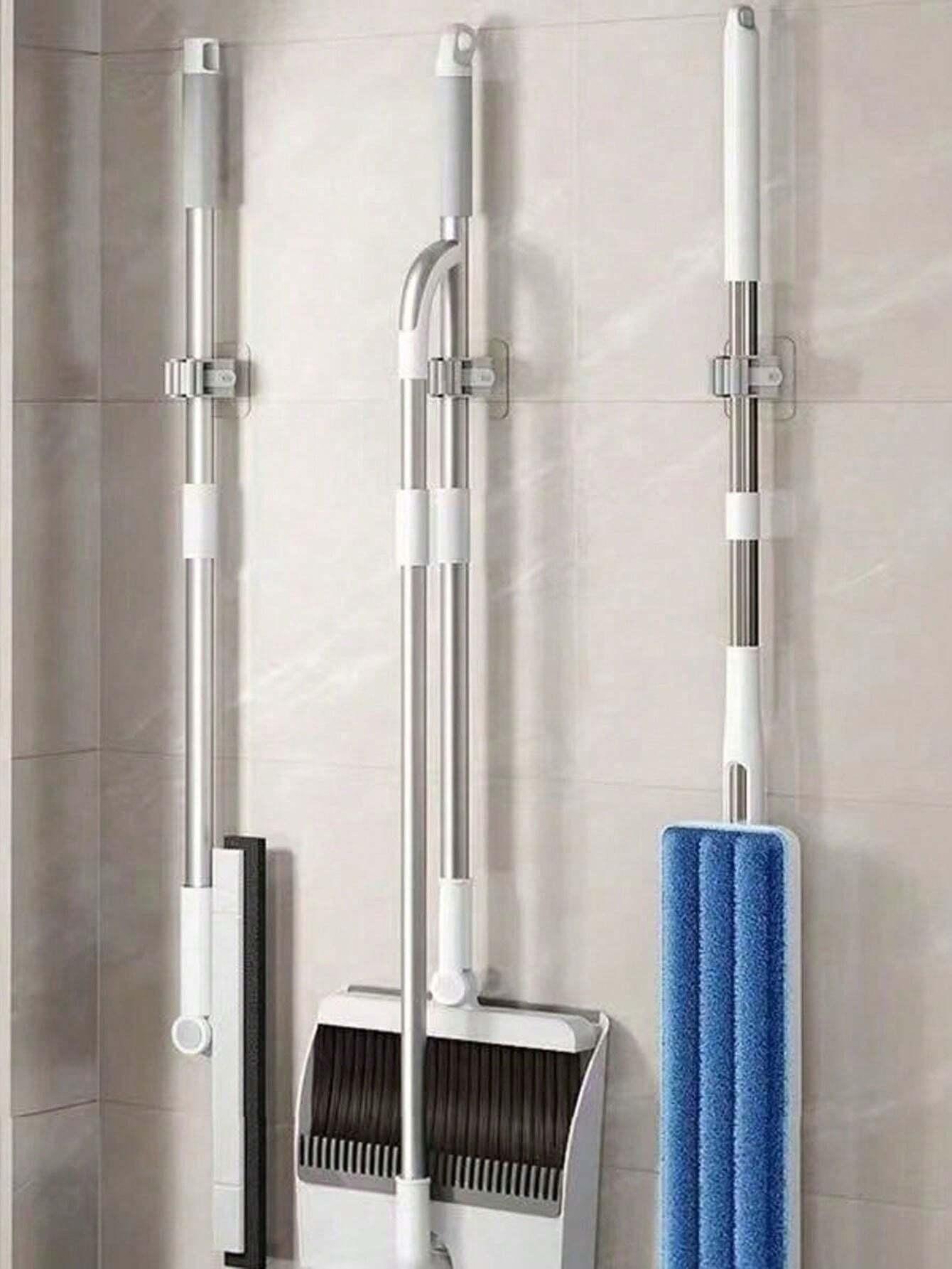 Mop Broom Holder, Strong Wall-Mounted Cleaning Tool Rack, Ideal for Garage Kitchen Laundry Room Workshops, Efficient Space Organization, Hanging Organizer