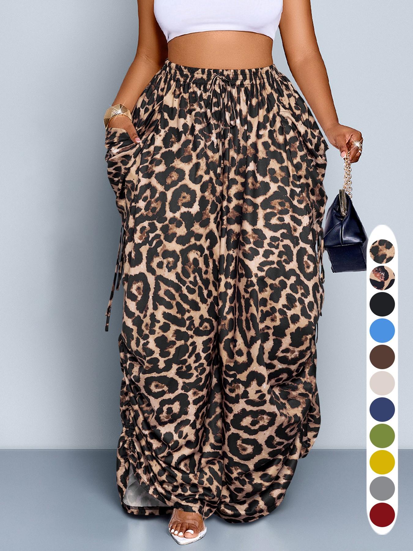 Women's Casual Loose-Fit High Waist Wide Leg Pants, All-Season Woven Fabric, Long Plain Design, Daily Commute & Vacation Wear