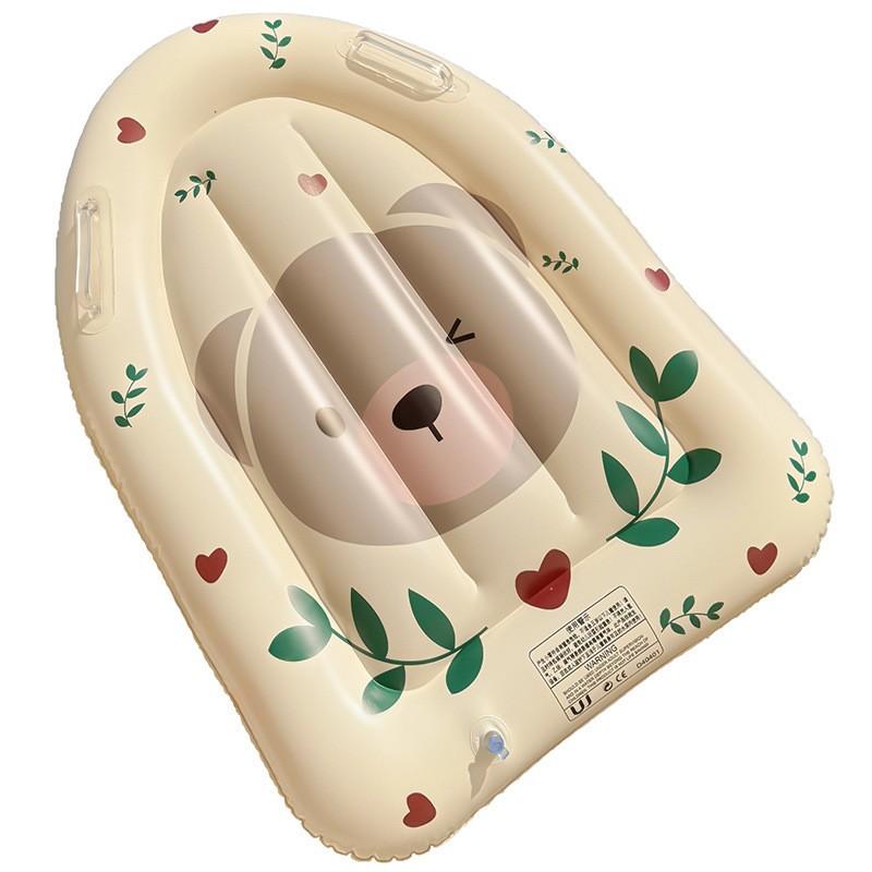 Bear & Rabbit Design Kids Swim Ring with Sun Canopy & Handles, INS Style Cute Inflatable Float, Sunshade Baby Swim Ring & Floating Mat, Perfect for Beach Trips & Pool Parties