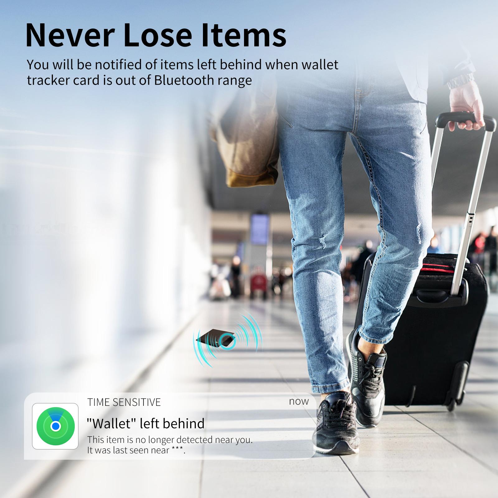 Wallet Tracker Card, 2mm Thin Item Wallet Finder Works with Apple Find My (iOS Only), Item Locator for Wallet, Luggage Tags, Passports, ID Card, Wireless Charging, IP68 Water Resistant