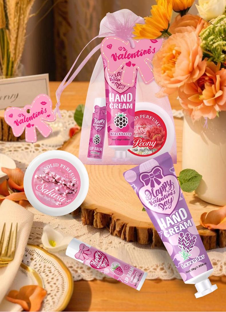 Hand Cream & Lip Balm Gift Set with Box, Santa Christmas Card & Gift Bag Included, Christmas & New Year Presents, Perfect Party Favor for Women, Party Favors Assortment