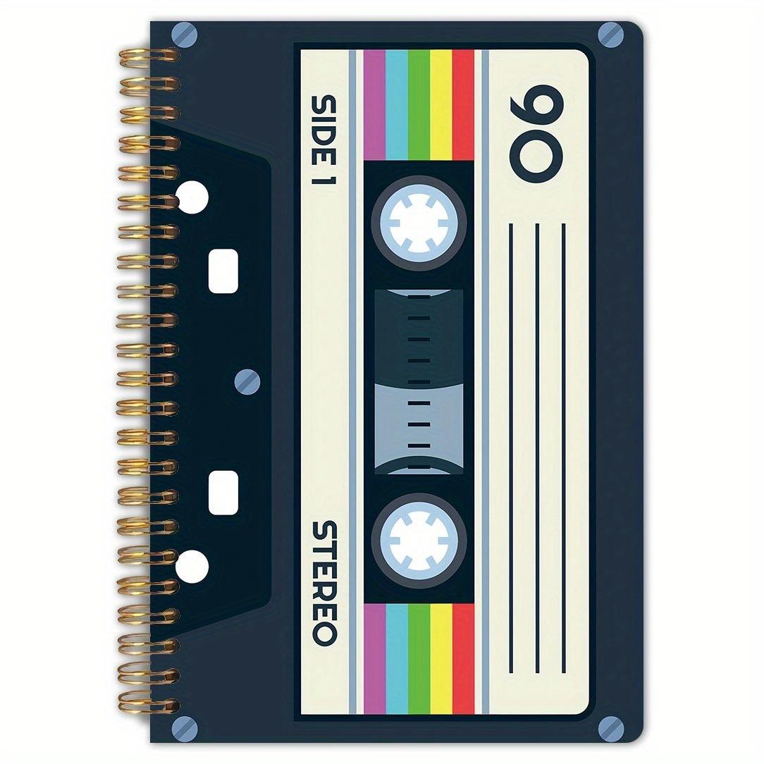 1 book, 5.5x8.3 inches, vintage cassette tape design spiral notebook, vintage music art cover, suitable for music lovers, office supplies and study notes, high-quality paper, sturdy cover, creative professional journal