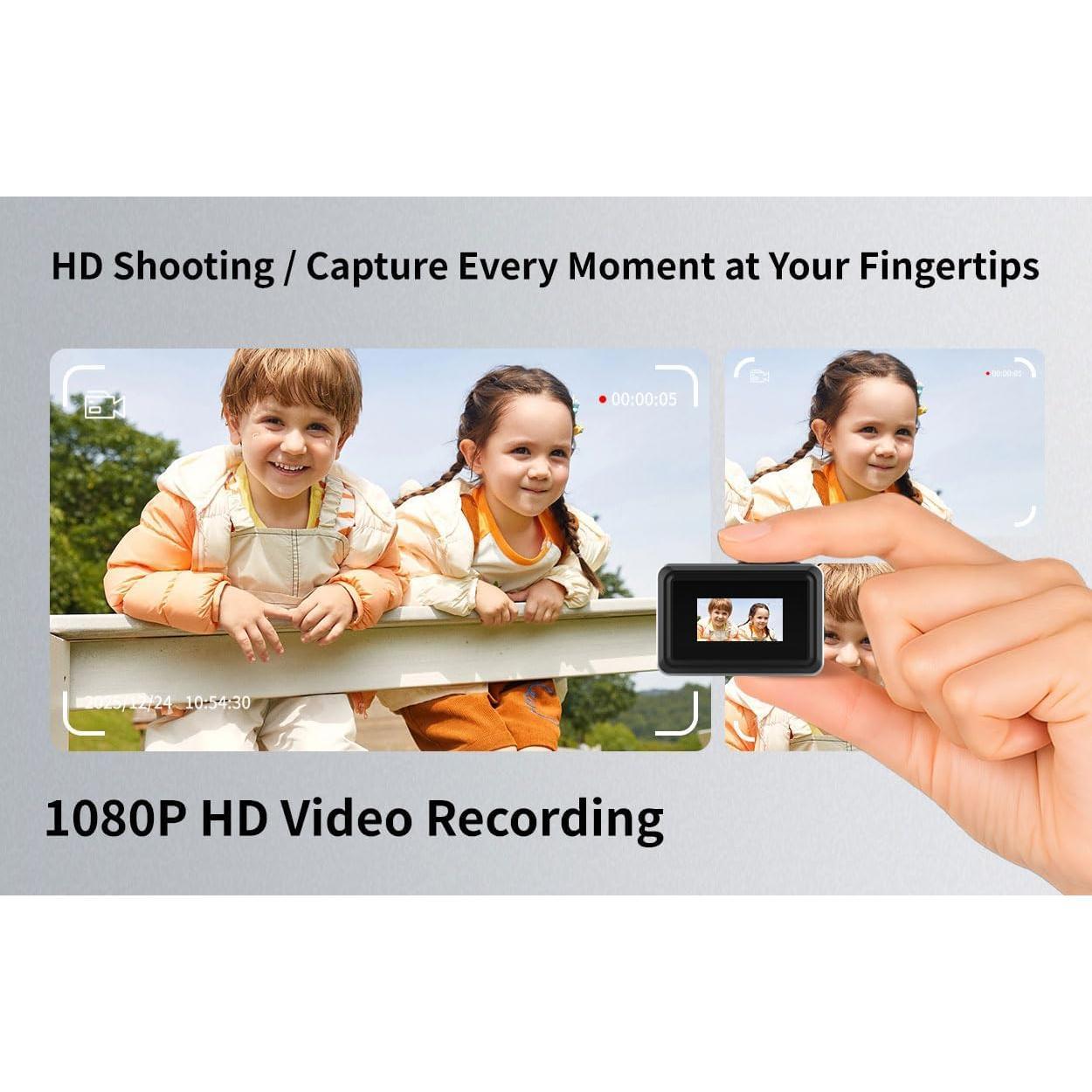 Mini Digital Camera 1080P  Video Recorder,Pocket-Size  with 32GB Card,and 0.96"IPS Screen,Video Recorder with Long  Life for Travel, Party and Vlog(Gunmetal)