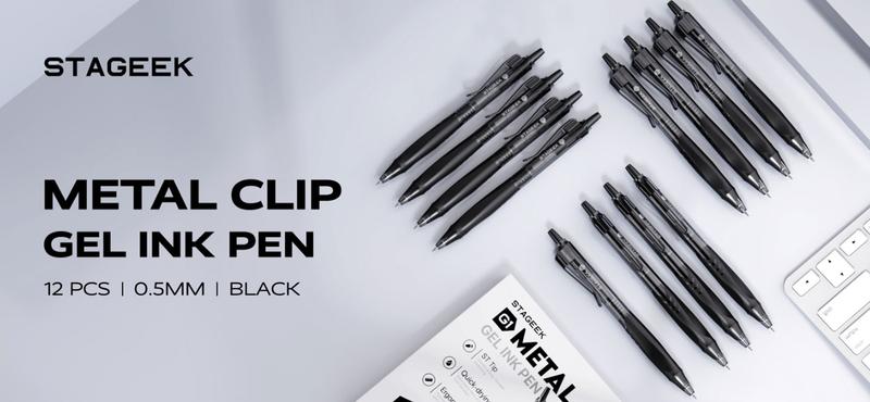 STAGEEK G1 Gel Pens, 24PCS Gel Ink Pens, 0.5mm Medium Point Retractable 12 Pack Blue Ink Pens for Journaling, Writing, Back to SchoolEssentials,Teacher Gifts, School, Office,Boyfriend Gift, SchoolSupplies 2024 (Blue/Black)