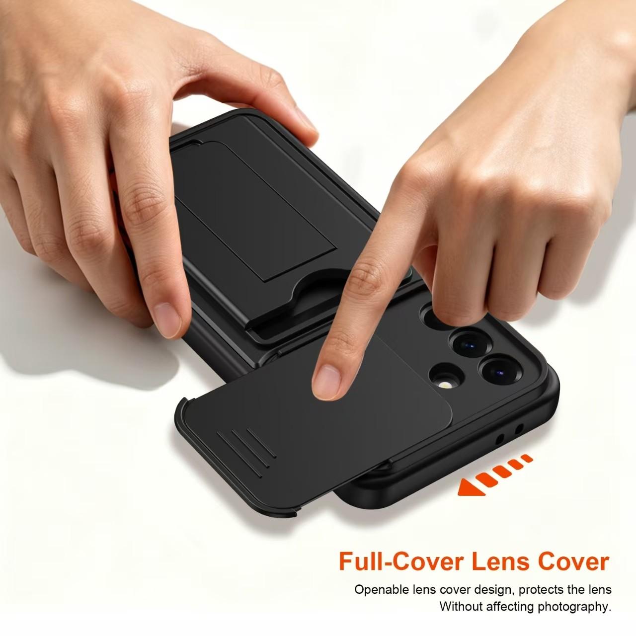 FOR Samsung Galaxy S26 Ultra ,S26PLUS,S26,A57/A56/A37/A36/A27/A26/A17 Case, Push-Pull Lens Cover, Card Slot, Hidden Stand, Dust-Proof, Scratch-Resistant, Dual-Sided Support