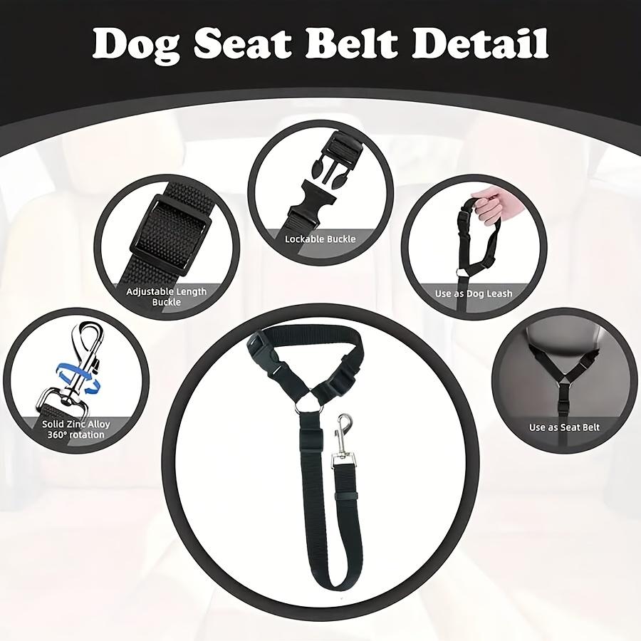 Adjustable Pet Car Safety Harness, Harness Travel, Two-In-One Nylon Lead Belt and Rear Seat Safety Strap, Secure Your Pet While Driving