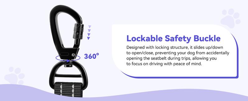 Pawaboo 2Pack Dog Seatbelt for Car, 3-in-1 Dog Car Seat Belt Bungee, Shockproof Dog Tether for Car with Buckle & Hook Latch, Adjustable Reflective Dog Car Harness Leash with 360° Lockable Buckle