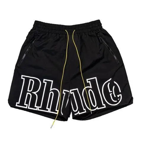 Men’s Letter Print Athletic Shorts, Quick Dry Zip Pocket Short Pants, Lightweight Drawstring Summer Streetwear Slim Fit Sport Shorts