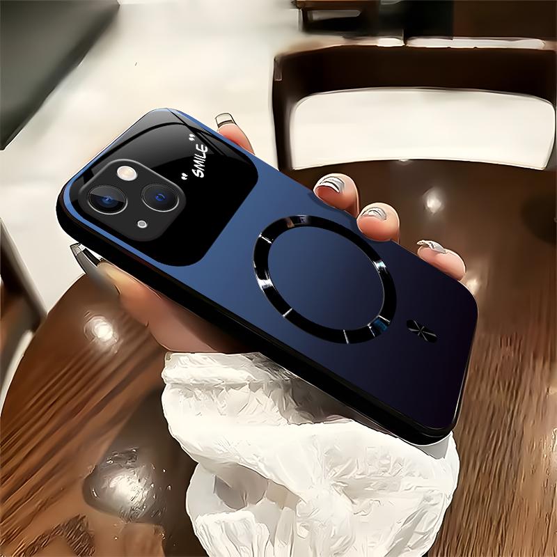 Luxury Sunset Gradient MagSafe Compatible Glossy Protective Cover with "SMILE" Design for [iPhone 15 Plus] 952