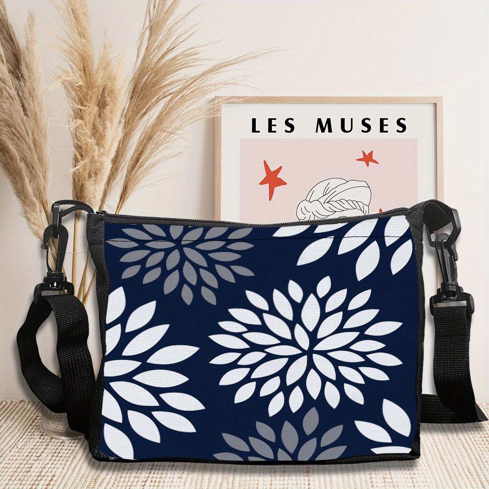 Geometric and floral blue and white compact shoulder bag, party accessories, a must-have for trend lovers 7.14