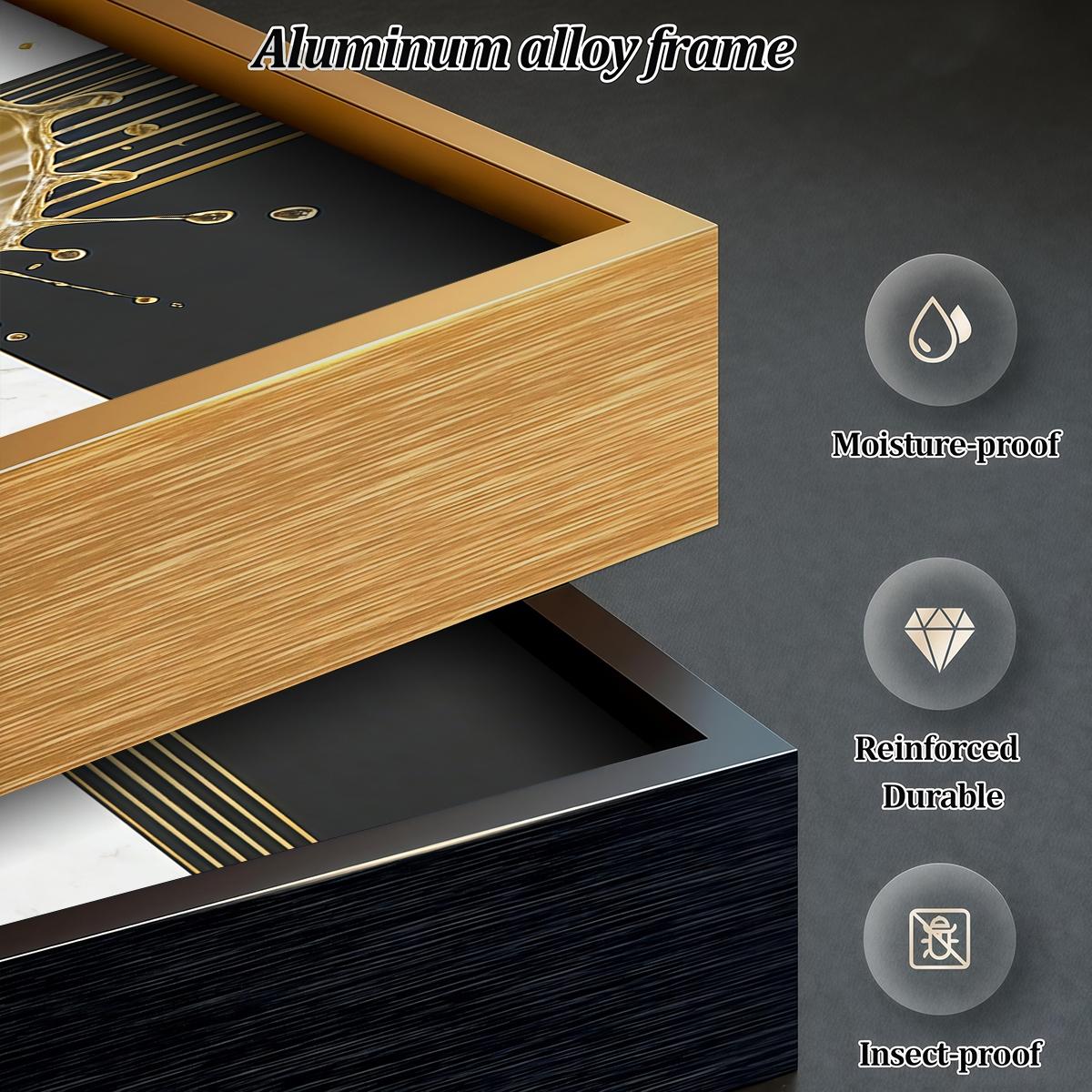 3 Counts Aluminum Alloy Framed Painting, Abstract Golden Splash Geometric Art Pictures, Home Decoration For Living Room, Bedroom, Office, Restaurant, Hallway Wall Decor, Odorless Print Artwork, Luxury Perfect Gift For Friends And Family