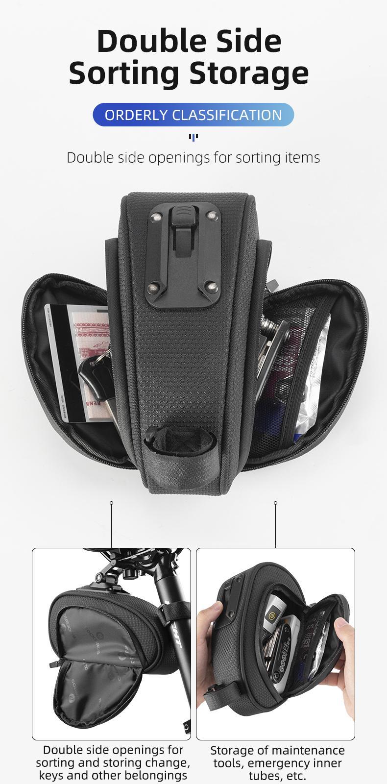 ROCKBROS Bike Saddle Bag Bike Bag Under Seat Bag Bicycle Seat Pack Pouch for Cycling Adjustable Mounting