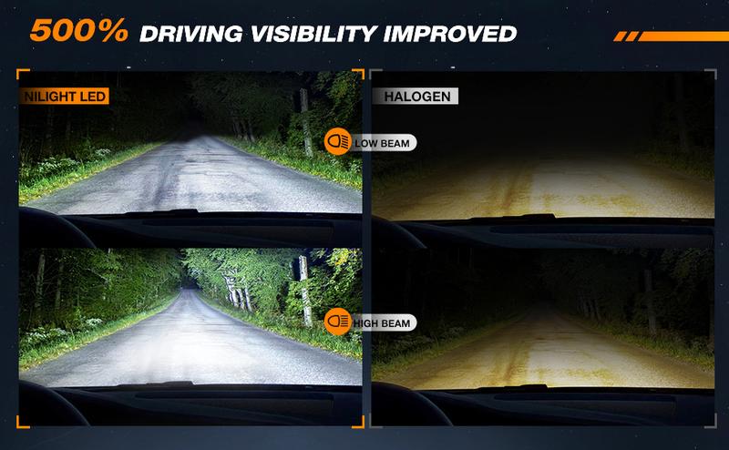 Nilight 9005/HB3 H11/H9/H8 LED Headlight Bulbs ES1 Series 160W 32000LM 6000K IP67 | 4 BULBS Projector Headlamp  dealsforyoudays