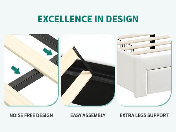 Yitahome King Size Bed Frame, Storage Bed Frame w/LED Lighting & 4 Drawers, Upholstered Platform Bed Frame with Charging Station & Storage Headboard, No Box Spring Required, Easy Assembly