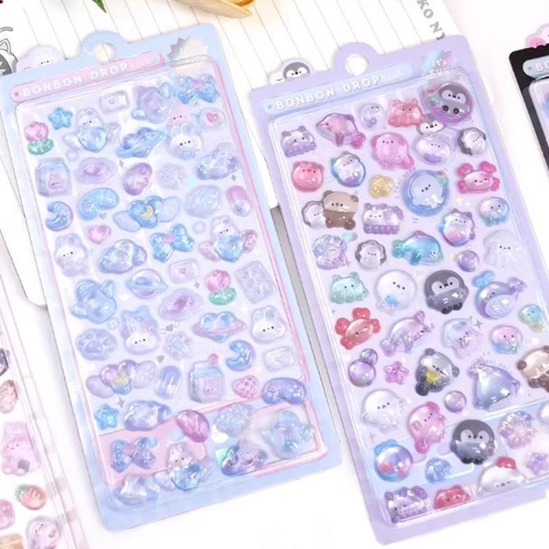 Creative 3D Crystal Bubble Stickers, Fun 3D Cartoon Decorative Stickers, DIY Phone Case Gift, Diary Notebook Calendar Hanging Decoration