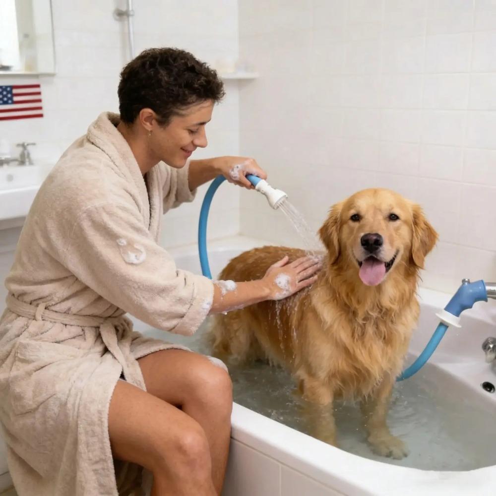 Tub Spout Shower Attachment with 5ft Hose, No Install Faucet Sprayer, Perfect for Pet Bathing, Grooming and Hair Washing, Multi-Purpose Bathroom Water Sprayer