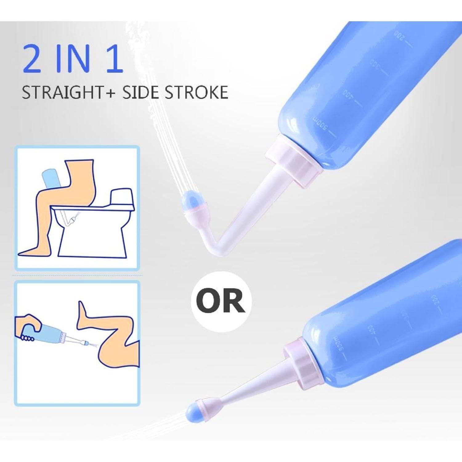 Portable Bidet for Travel-350ml Bottle with Adjustable Nozzle (Angled & Straight) , Gentle Portable Cleansing