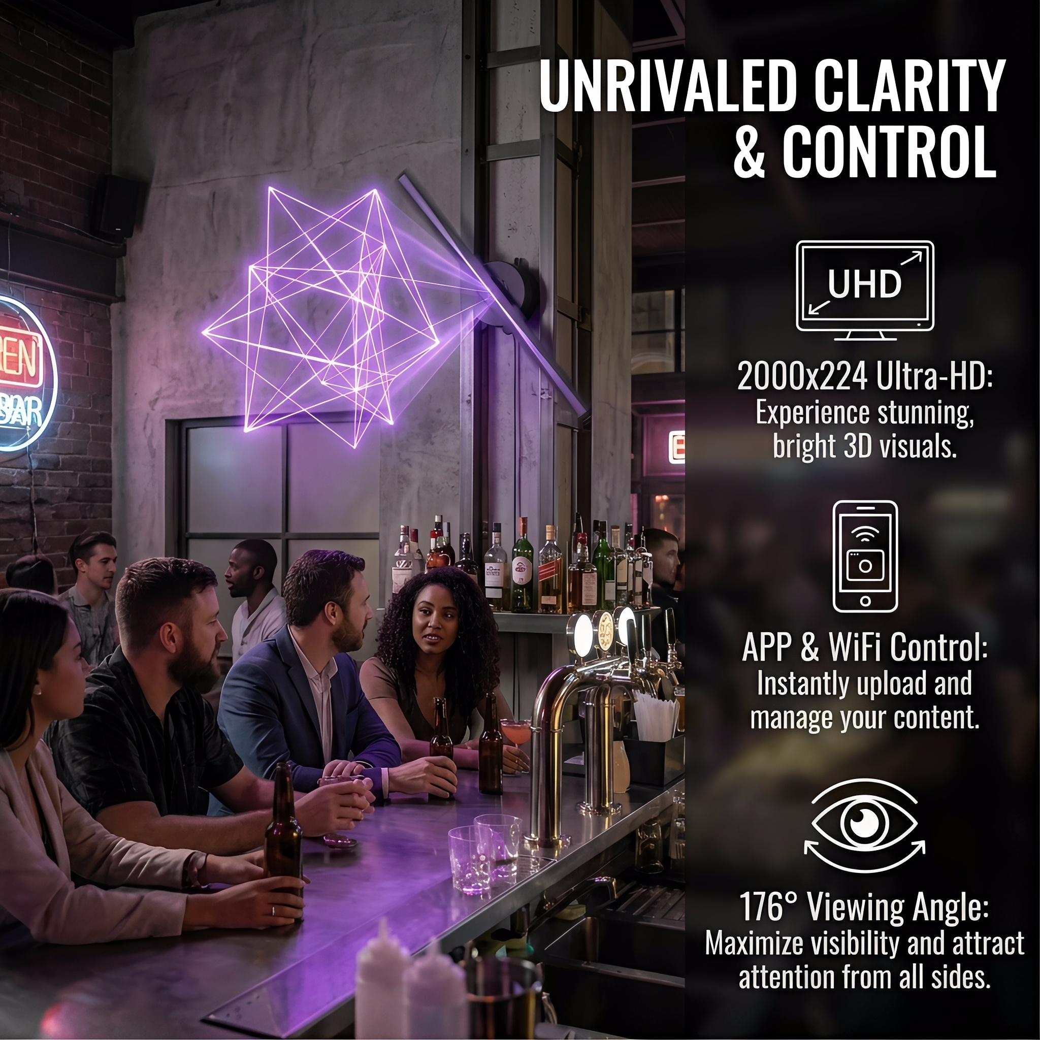 16.5" 3D Hologram Fan Display| WiFi HD LED Advertising Projector 2000*224 with 224 LEDs, Holographic Display Fan for Store, Retail, Shop Signage & Business Promotion