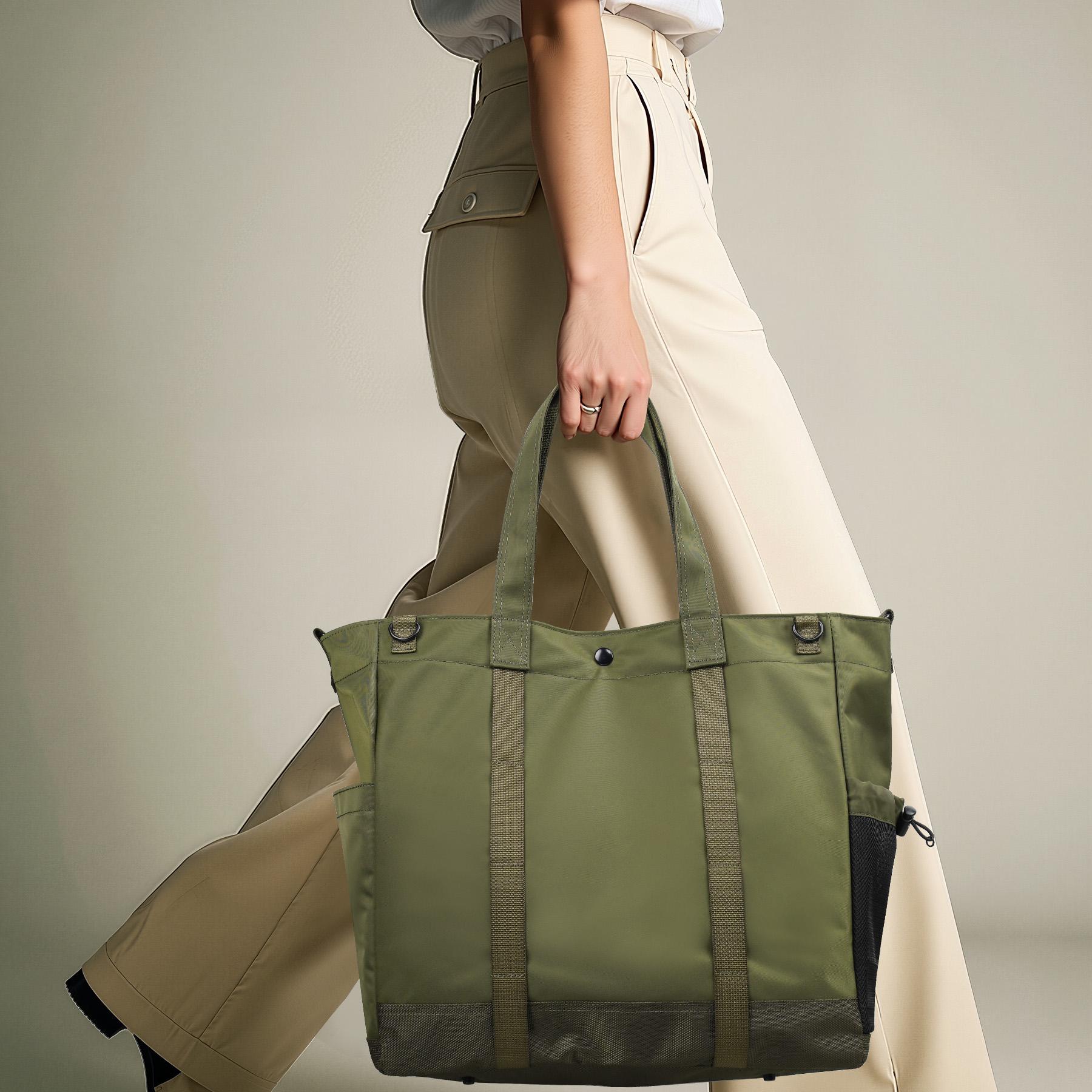 travel inspira Laptop Tote Bag for Women/Men,greenish Carry-On Work Bag with Adjustable Shoulder Strap, Water-Repellent Travel Duffle Bag with Reinforced Bottom for Work, Commuting, and Business, tote bag for school, work tote bag, TikTokShopSpringGlowUp