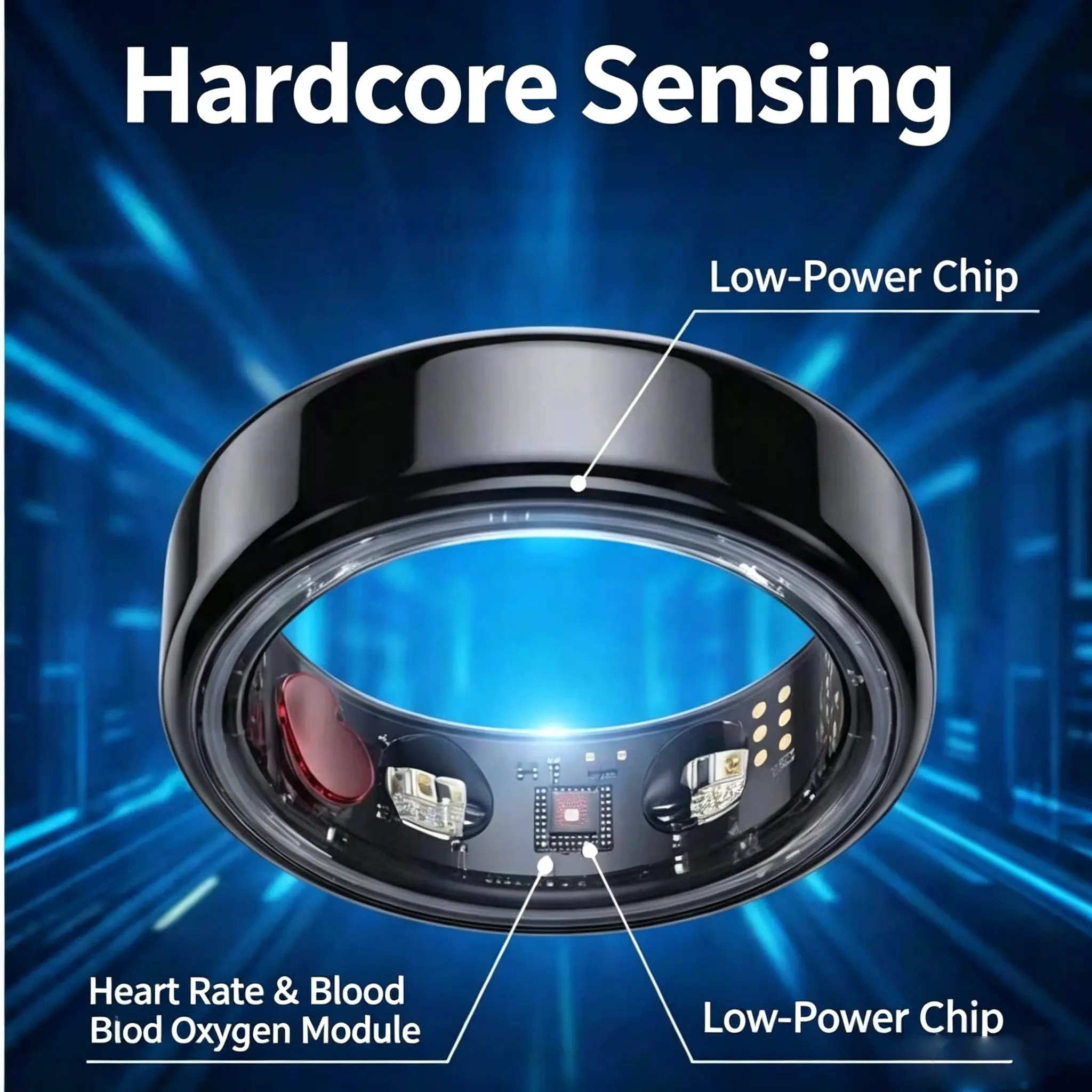 Smart Ring Health Tracker｜IP68 Waterproof, Sleep/Heart Rate/Temperature/Pulse/Stress/Menstrual Cycle Monitor, No Subscription Fees for Outdoor Sports Wearable
