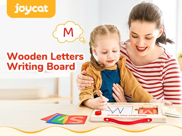 JoyCat Wooden Letter and Number Tracing Board, Alphabet Writing Practice Montessori Toys, Language Learning Toys, Classroom Educational Tools Material