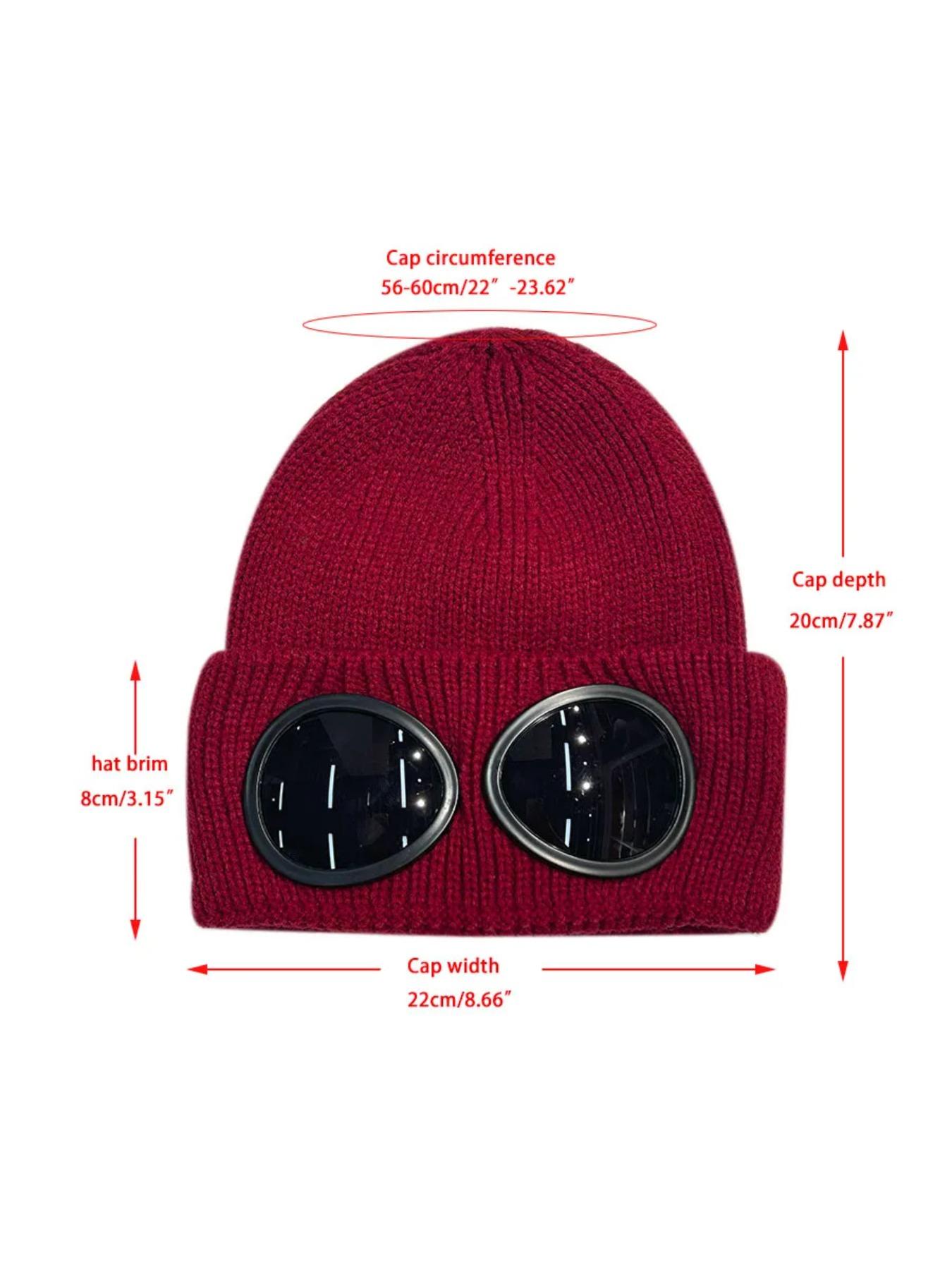 New Unisex Men Women Knitted Hat with Goggles Windproof Winter Warmer Ski Beanies Soft Warm Anti-slip Ear