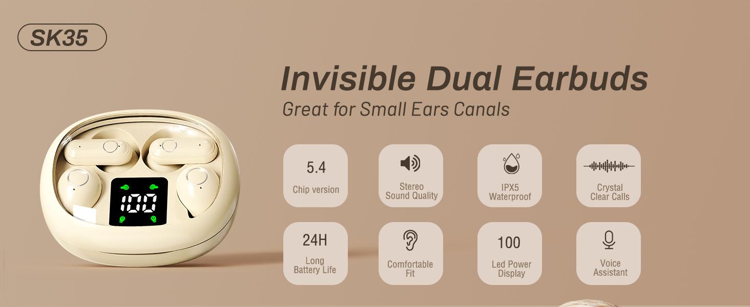Wireless Headphones In-ear Design Noise Cancelling True Wireless Earbuds with Digital Display Bluetooth 5.4 Gaming Headset for Running Exercising Lightweight Fitness Earphones