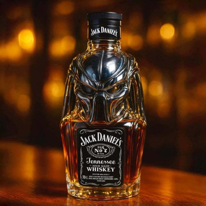 Predator Helmet Shaped Whiskey Decanter, Handmade Glass Liquor Bottle, Sci-Fi Themed, Collectible, Bar, Home, Gift