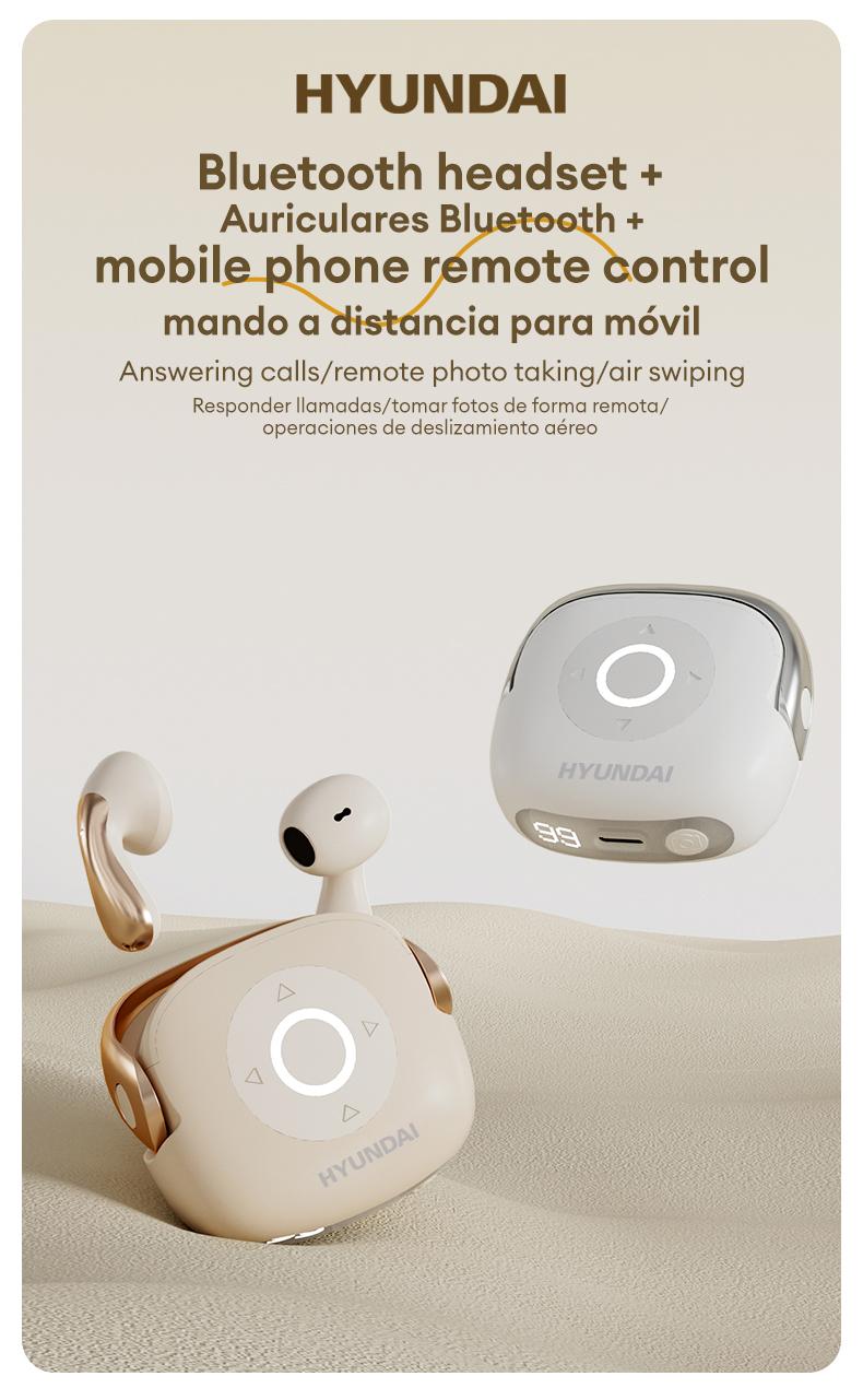 HYUNDAI SU6 Bluetooth Remote Control Earbuds for Short Video Watching and Camera Remote Control HIFI Stereo Headphones Compatible with Various Systems