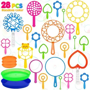 28 Pcs Big Bubble Wands Set for Kids Summer Outdoor Activities Party Favors Birthday Games, Giant Bubbles Making Toys with Tray