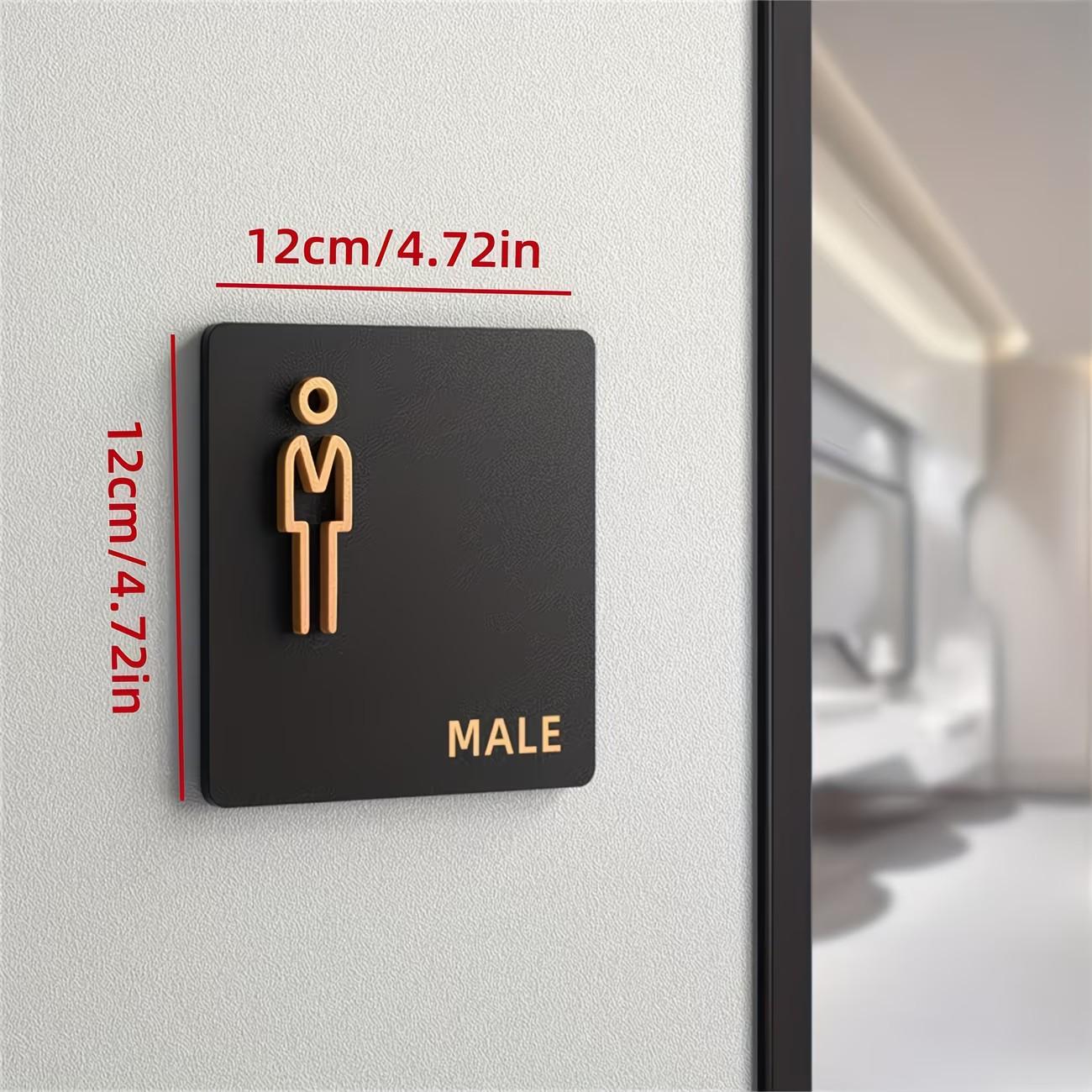 Acrylic Plastic Bathroom Sign, Adhesive Backed, Unisex Restroom Door Plate, 3D Icon, Stylish Decorative Design, 4.72*4.72in