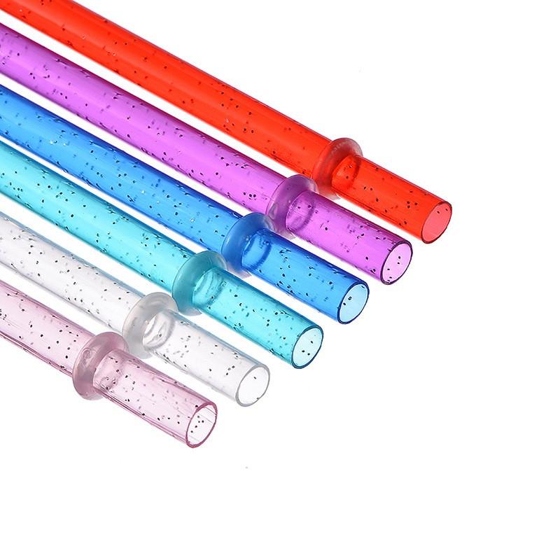 Reusable Drinking Straws with Cleaning Brush, 12-Piece Durable Clear Plastic Colorful Glitter Drinking Straws, Drinking Supplies for Home Kitchen, Party, Picnic and Outdoor Use #GLOBAL PICKS