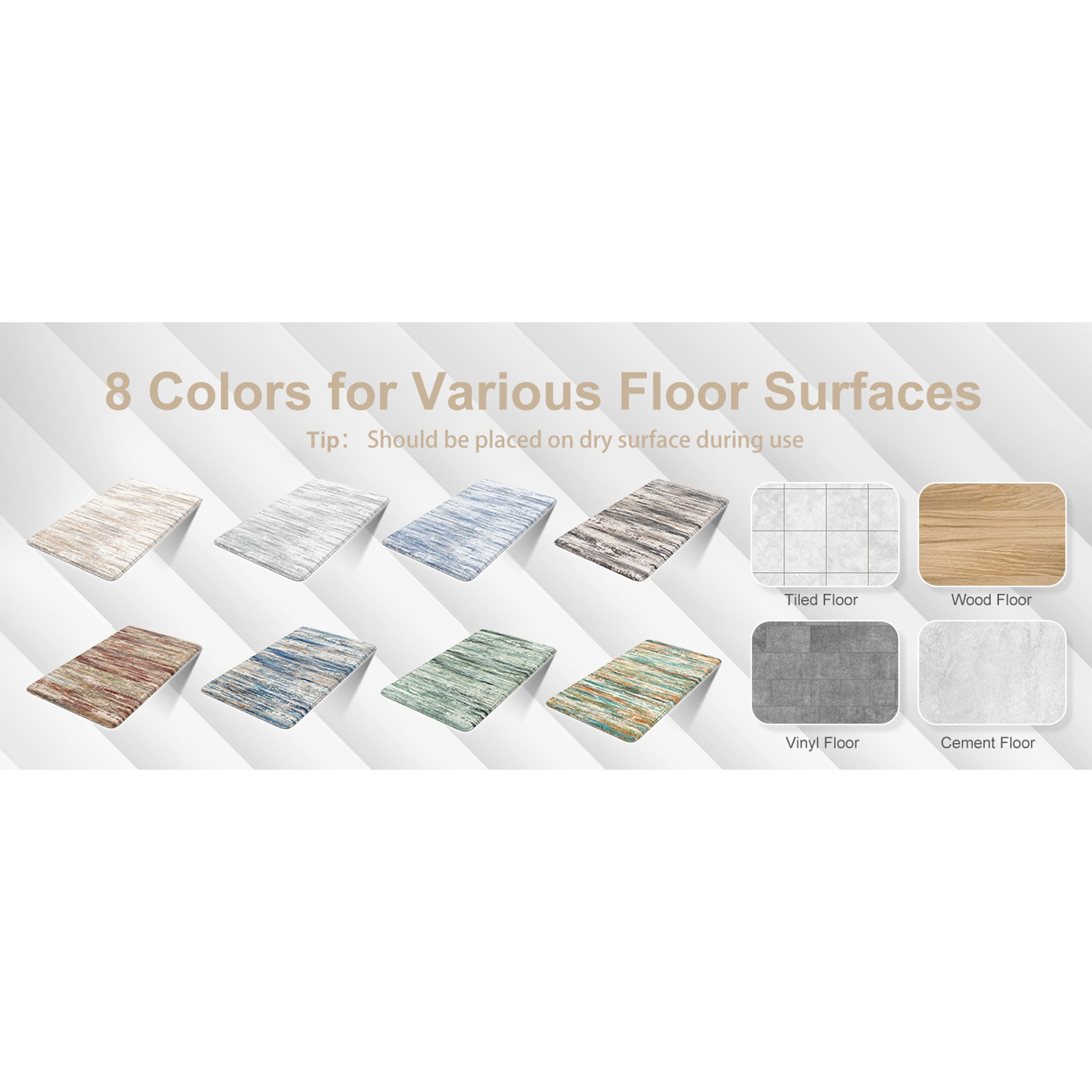 Anti Fatigue Kitchen Mats for Floor 2 Piece, Cushioned Abstract Kitchen Rugs,Memory Foam Kitchen Floor Mats, Standing Desk Mats for Laundry, Office, Sink Light Brown Multi 17"x47"+17"x29"