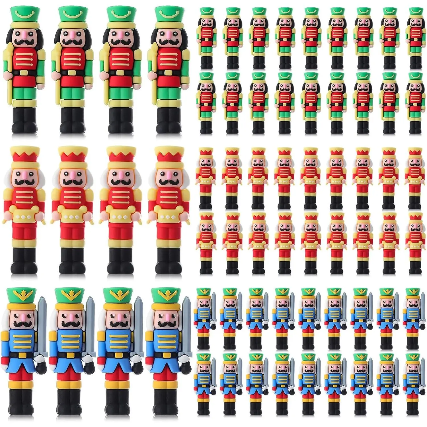 Chunful 60 Pcs Mini Christmas Holiday Nutcrackers Figures, Miniature Festive Party Favors for Home Decorations