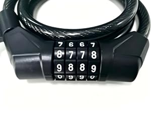 Outdoor sportsware Bike Lock Cable,High Security 4 Digit Resettable Bike Lock Combination Coiling Bicycle Lock with Mounting Bracket,3/6FT Anti-Theft Cable for Bicycle,Scooter,Ebikes,Door,2/5 Inch Diameter(10mm)