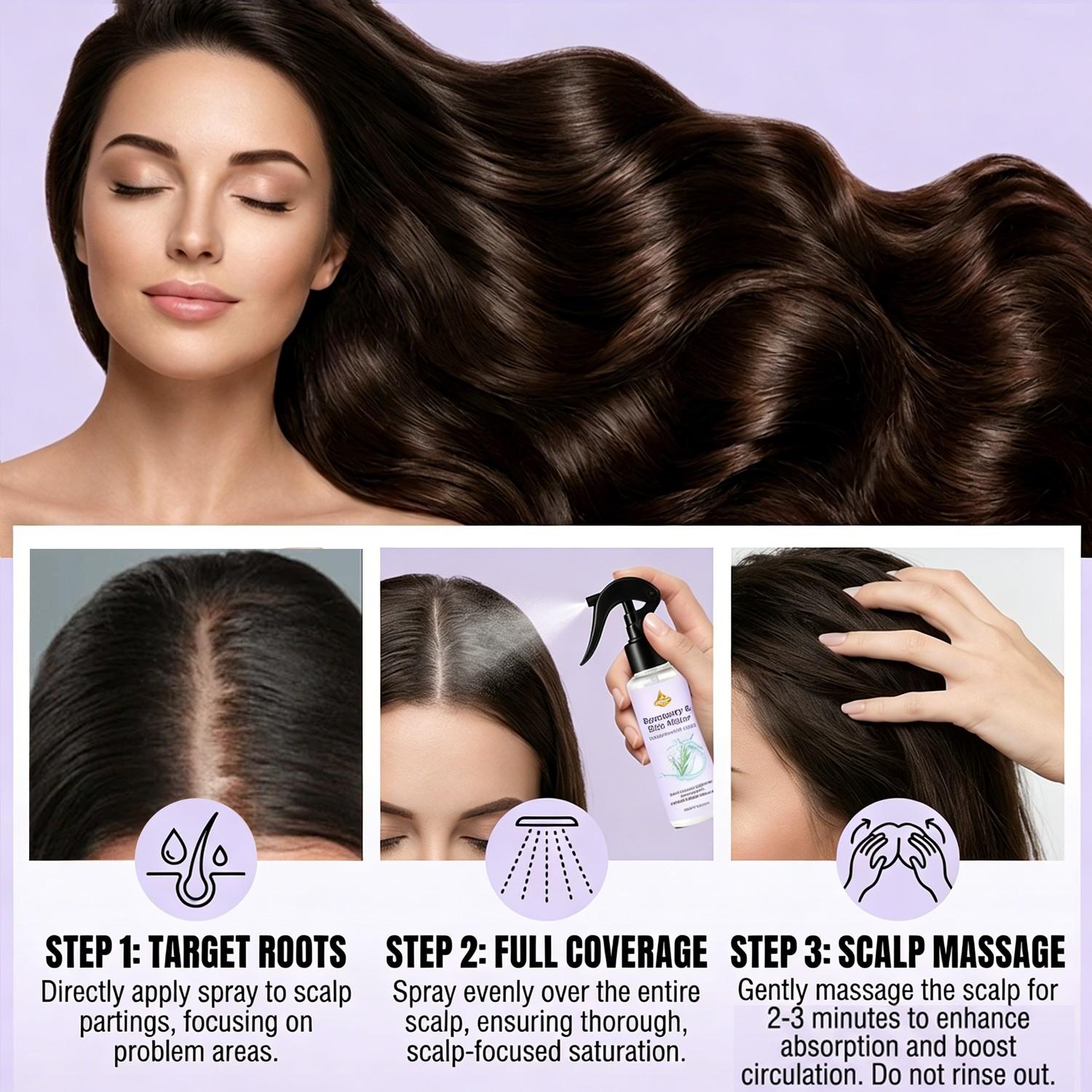 SUMIEANG Rosemary Rice Water Scalp Spray 100ml | Rosemary stimulates hair follicles + rice water nourishes hair roots, promoting hair growth | Water-based formula is refreshing and non-greasy, increasing hair volume and strengthening hair strands.