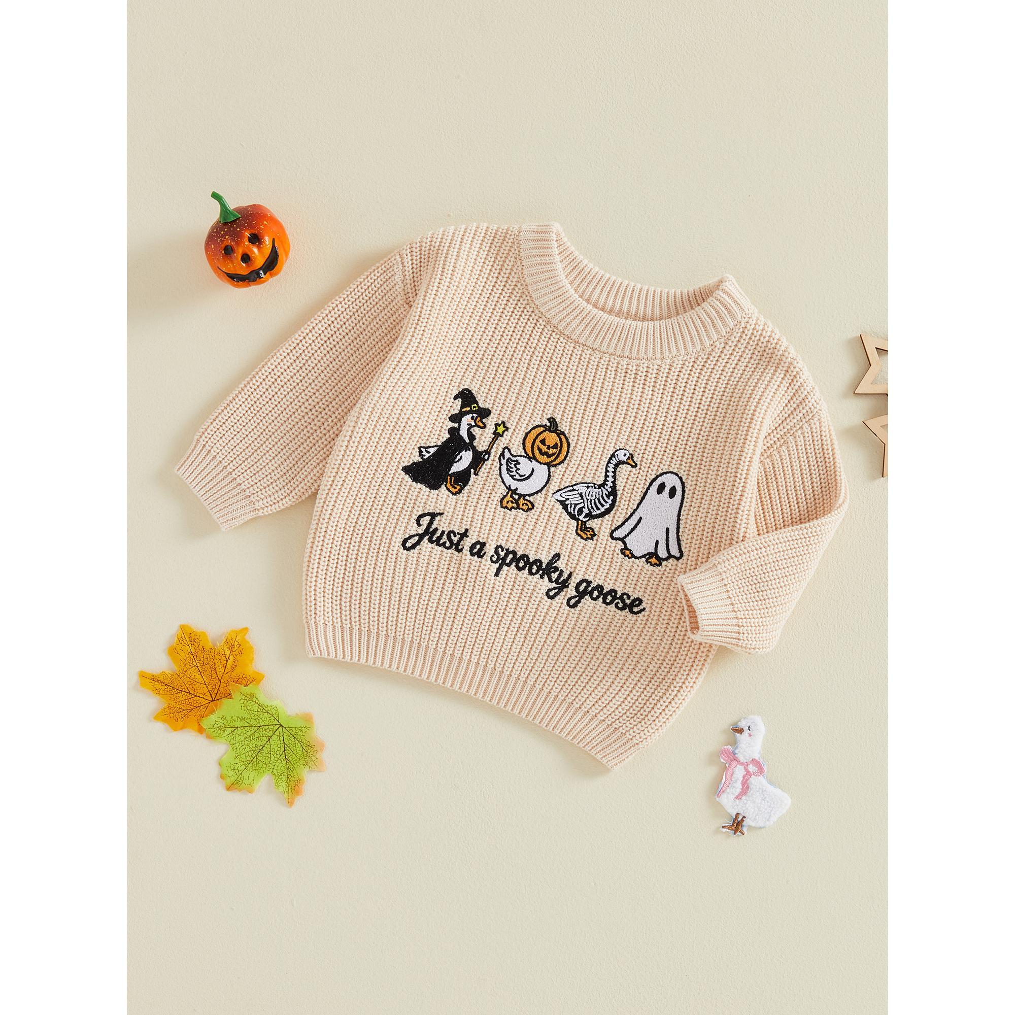 Toddler Baby Little Boy Girl Halloween Sweater Pumpkin Skull Goose Ghost Embroidery Long Sleeve Pullover Unisex Fall Knit Tops 0-7 Years Toddler Baby Little Boy Girl Halloween Sweater Pumpkin Skull Goose Ghost Embroidery Long Sleeve Pullover Unisex Fall Knit Tops 0-7 Years