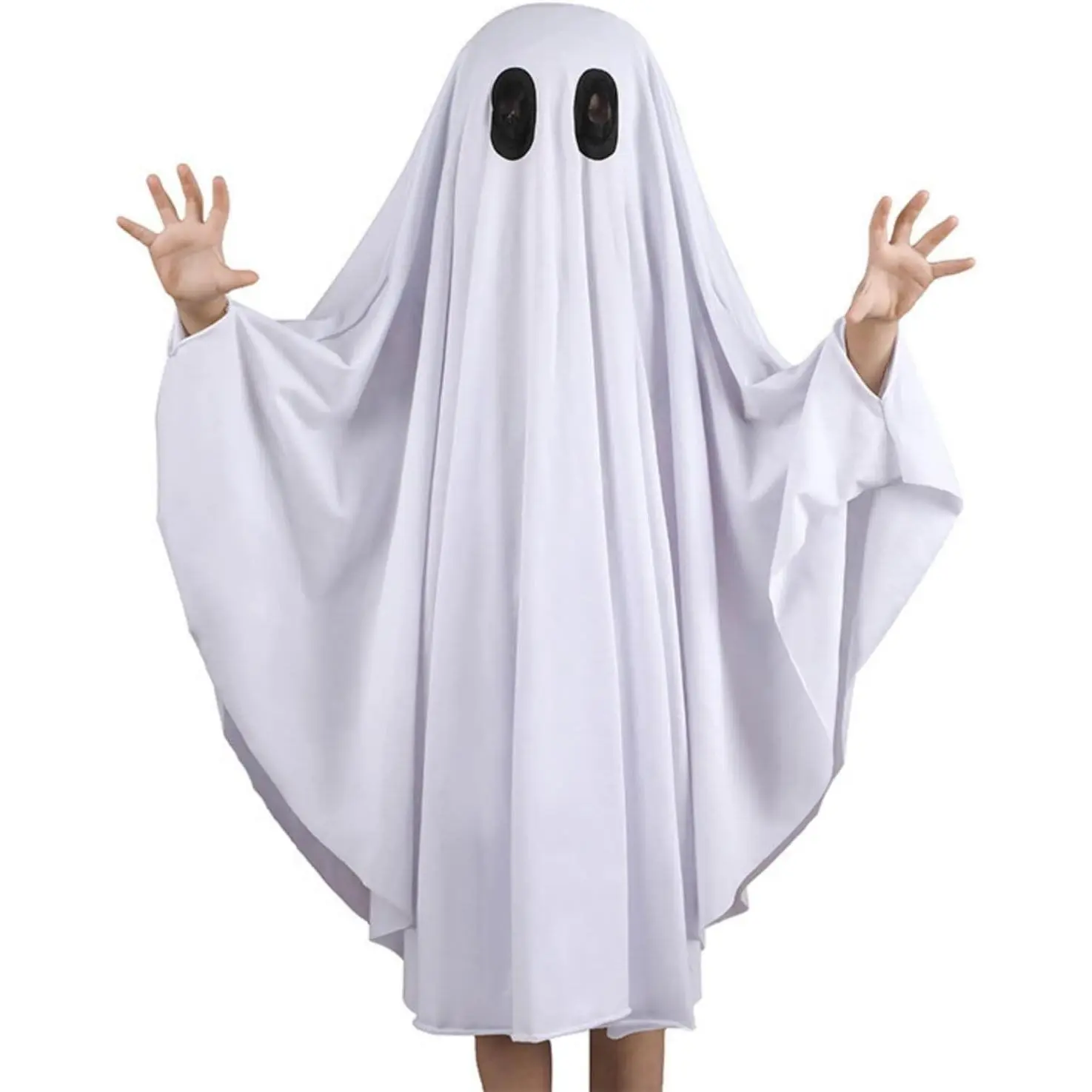 Unisex Kids Ghost Costume Halloween Fancy Dress Cosplay Boo Ghost Cloak Spooky Trick-or-Treating Outfit for Girls and Boys (White, 3-5 Years)(Gift)