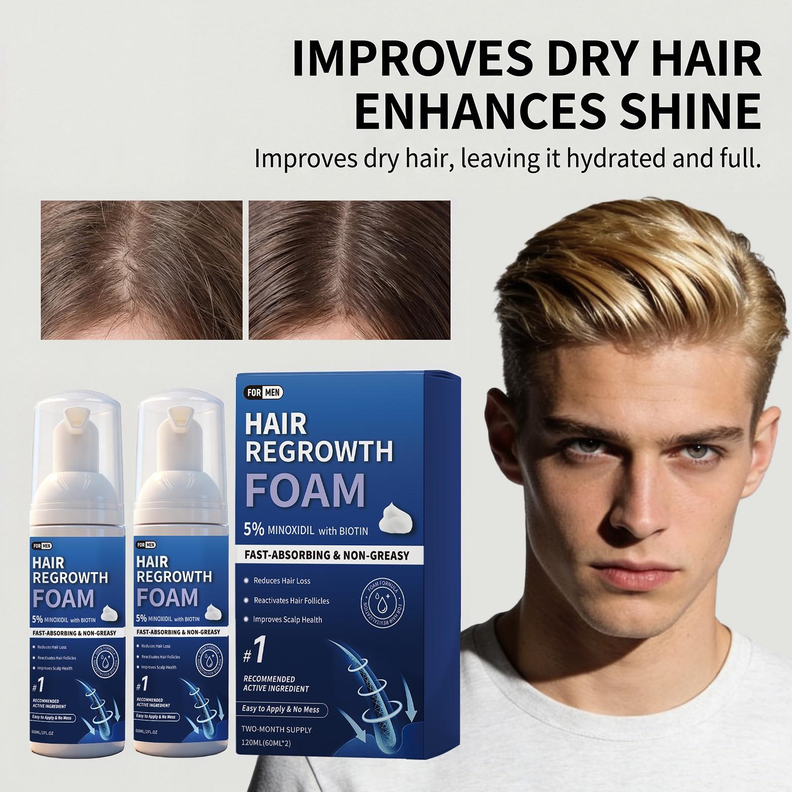 Men's Hair Foam Mousse, Gentle Cleansing Oil Control, Volumizing Confidence Hold, Glossy Styling Mousse, Smooth and Shiny Finish