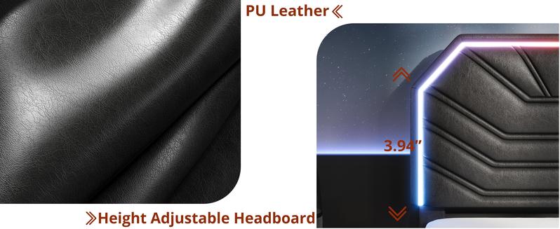 LIKIMIO Bed Frames with Lighted Headboard, Upholstered Modern Cama Platform Bed with Heavy Duty Supports, No Box Spring Need, Noise Free, Easy Assembly