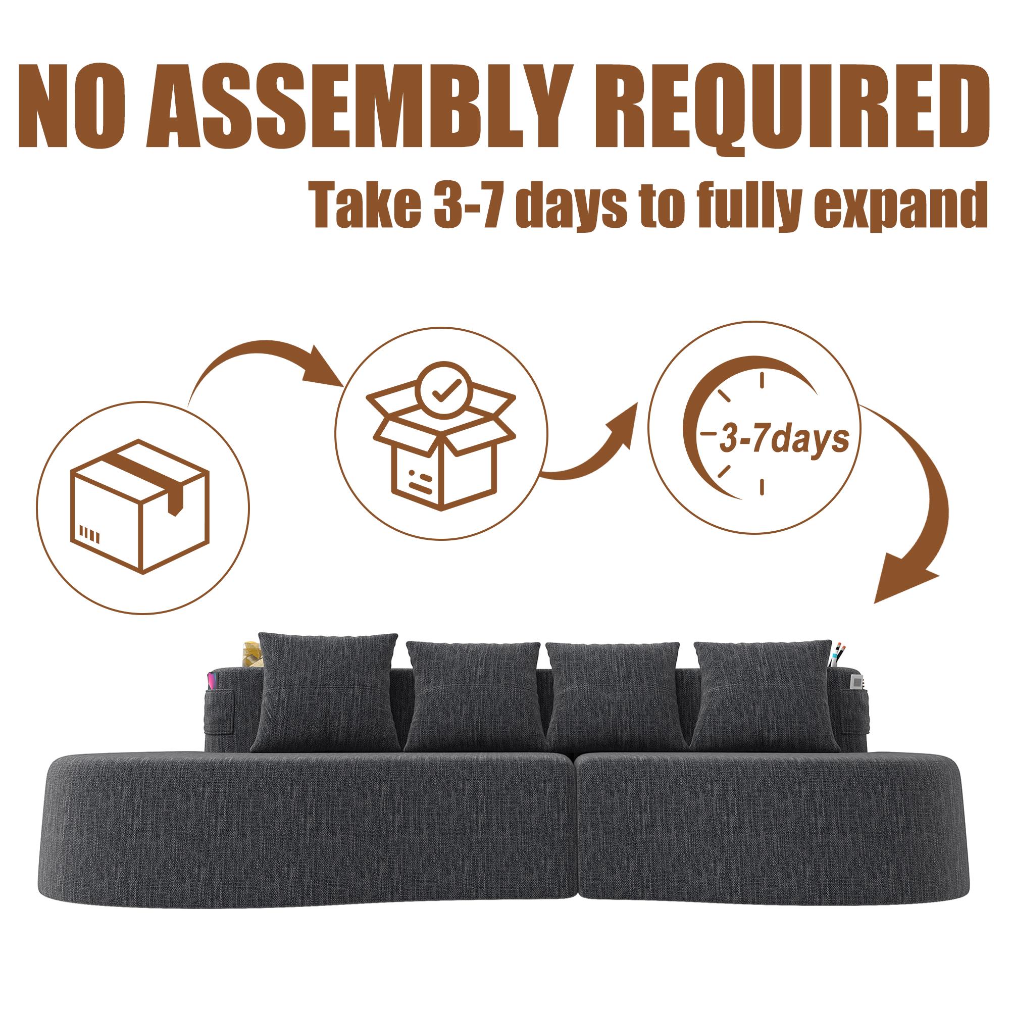Littleox Modern Curved 3-Seat Minimalist Elegant Half-Moon Compressed Modular Sectional Couch, Sectional Couches for Living Room, Ideal for Office, Apartment, Three Seats