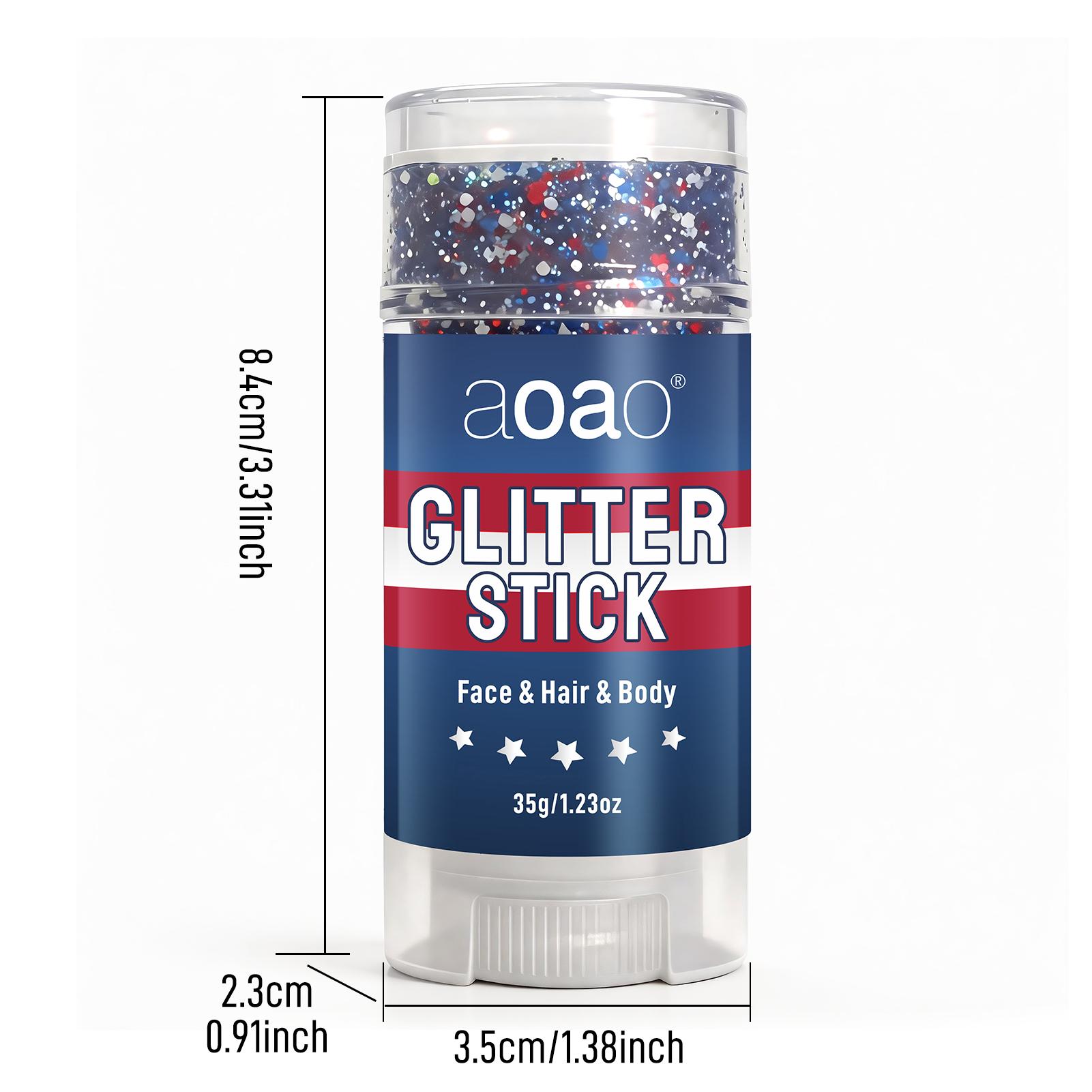 July 4th Glitter Stick, Blue Body and Hair Glitter, Perfect for Independence Day Party, Holiday Makeup, Football World Cup USA Makeup，World Cup Usa Team Glitter Stick
