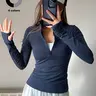 Women's Fall Stand Collar Half-Zip Sporty Sweatshirt, All-Day Fitted Long Sleeve Activewear with Thumb Holes, Ideal for Sports and Fitness
