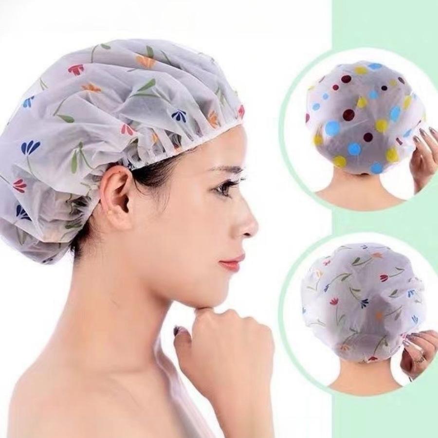Waterproof Shower Cap, Reusable Kitchen Oil-Proof Hat, Thickened Large One-Time Use Bath Cap, Random Colors Available