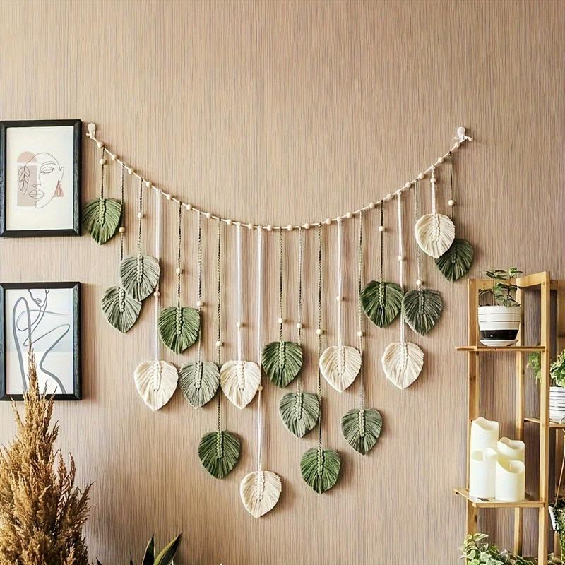 Nature inspired woven leaf wall decor