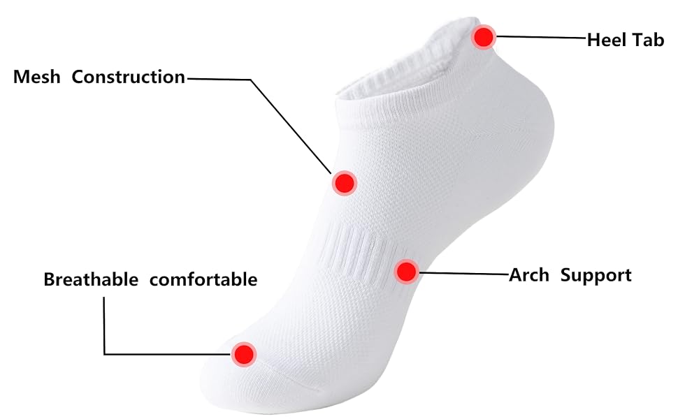 sportsWomens Ankle Socks Athletic Cotton Running Low Cut Socks with Tab 6 Pairs