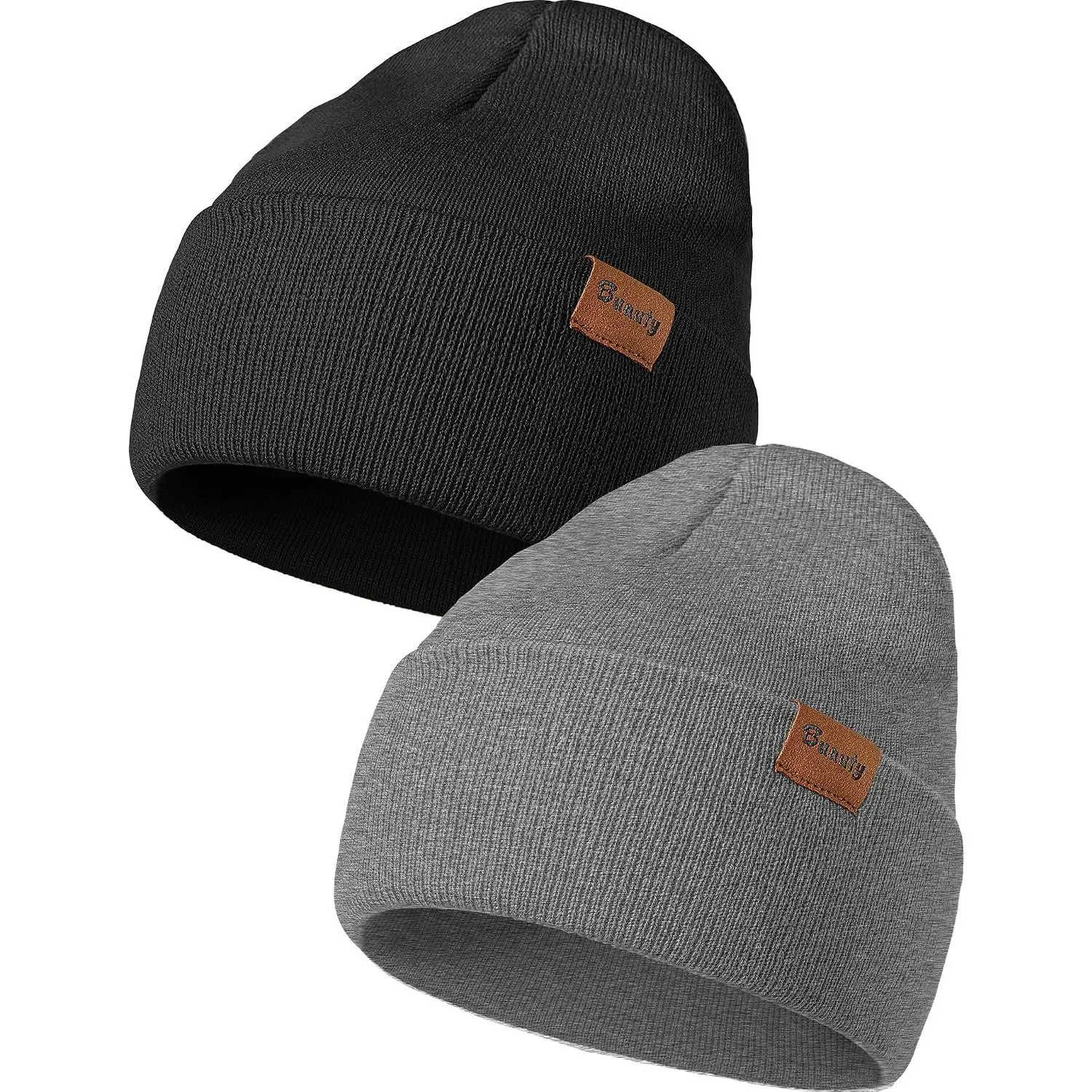 Beanie Hats for Men Women Knit Winter Hat, Warm Skull Stocking Cap, Striped Snow Hat Heated Cuffed Beanie