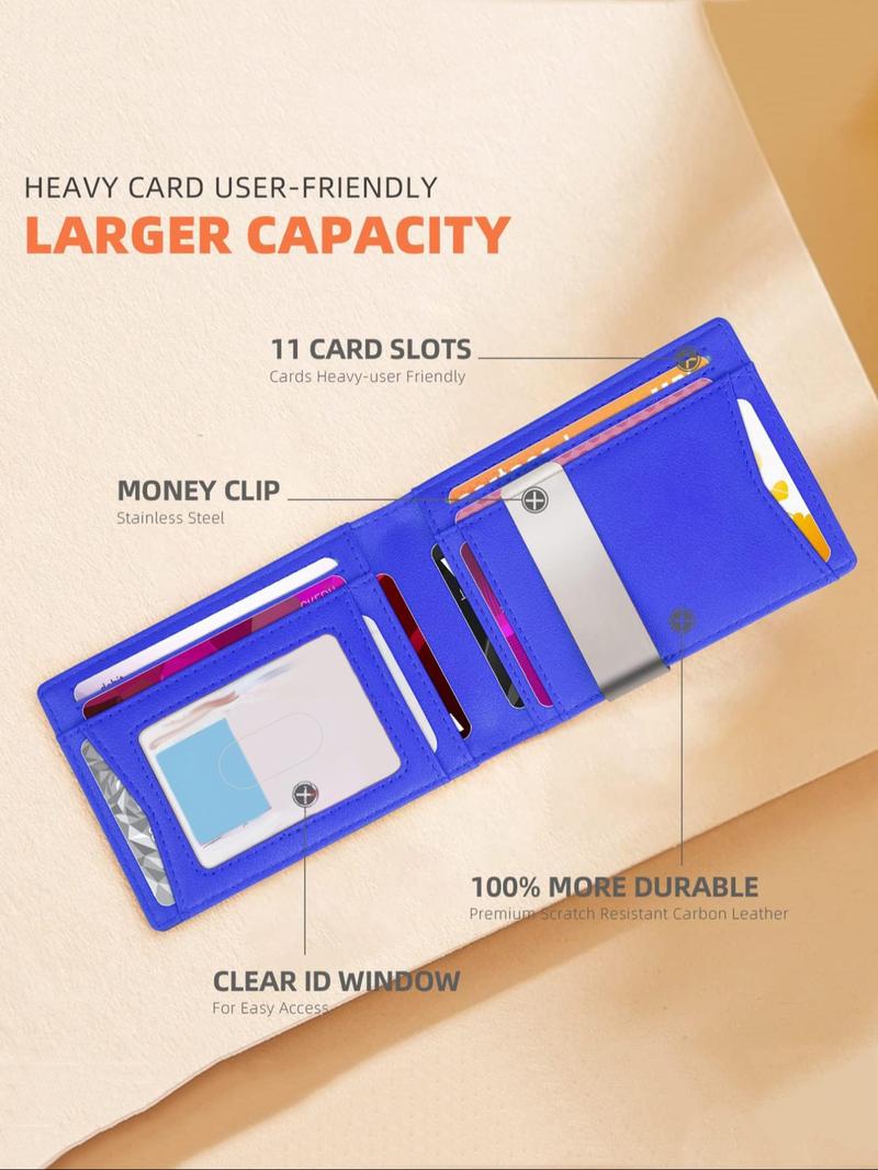 Men's Business Minimalist Fashion Durable Bifold Wallet, Simple Plain Thin Multifunction Credit Card Holder, Trendy Rfid Wallet for Work & Daily Use As Gift for Men