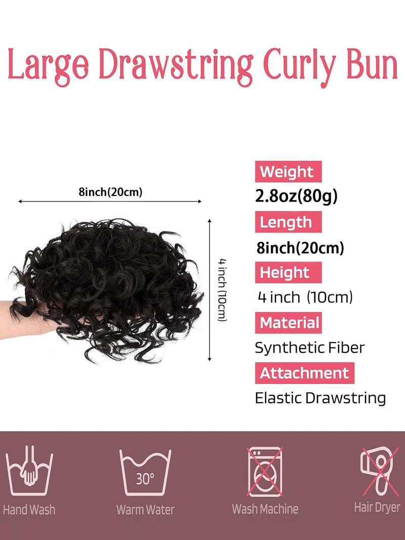 Natural Messy Bun Hair for Women, Synthetic Loose Wave Bun Hair is Ponytail Extension with Elastic Drawstring,  Gorgeous Bun Perfect for Beginners Daily Wear &Party Use. Synthetic Curly Hair (8 Inch)